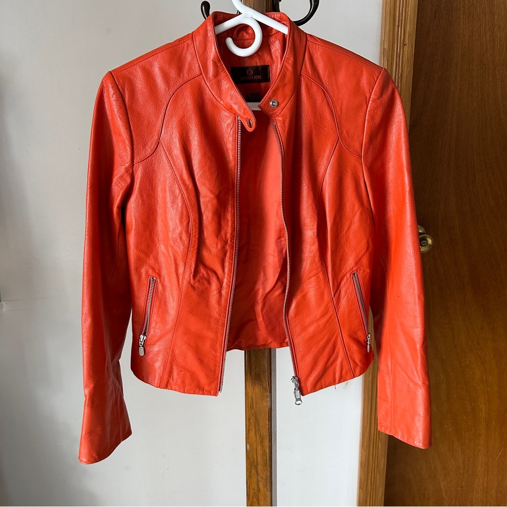 Danier Orange Leather Jacket